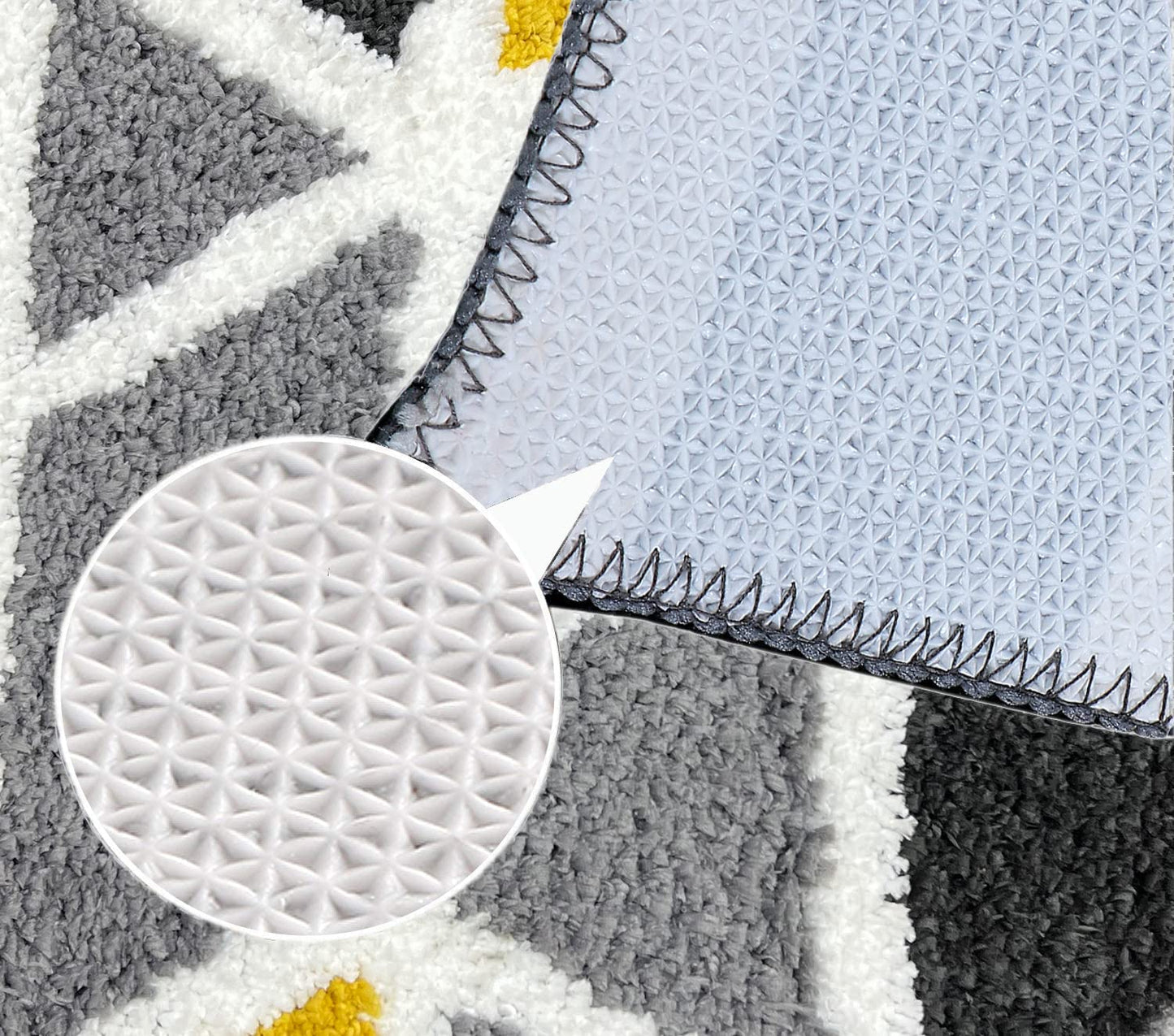 Mosaic Grey Super Soft Microfibre 2000 GSM Bath Mat 40x60cm (1-Pack) | Absorbent Anti-Skid Door Mat for Home Bathroom Kitchen