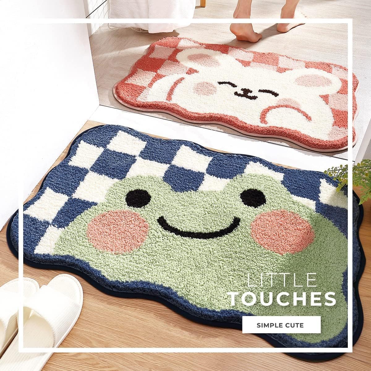 Frog Super Soft Anti Skid Super Absorbent Microfibre 2000 GSM Mat 50x80 cm Pack of 1 | Bathroom Bedroom Kitchen Door Floor Mat