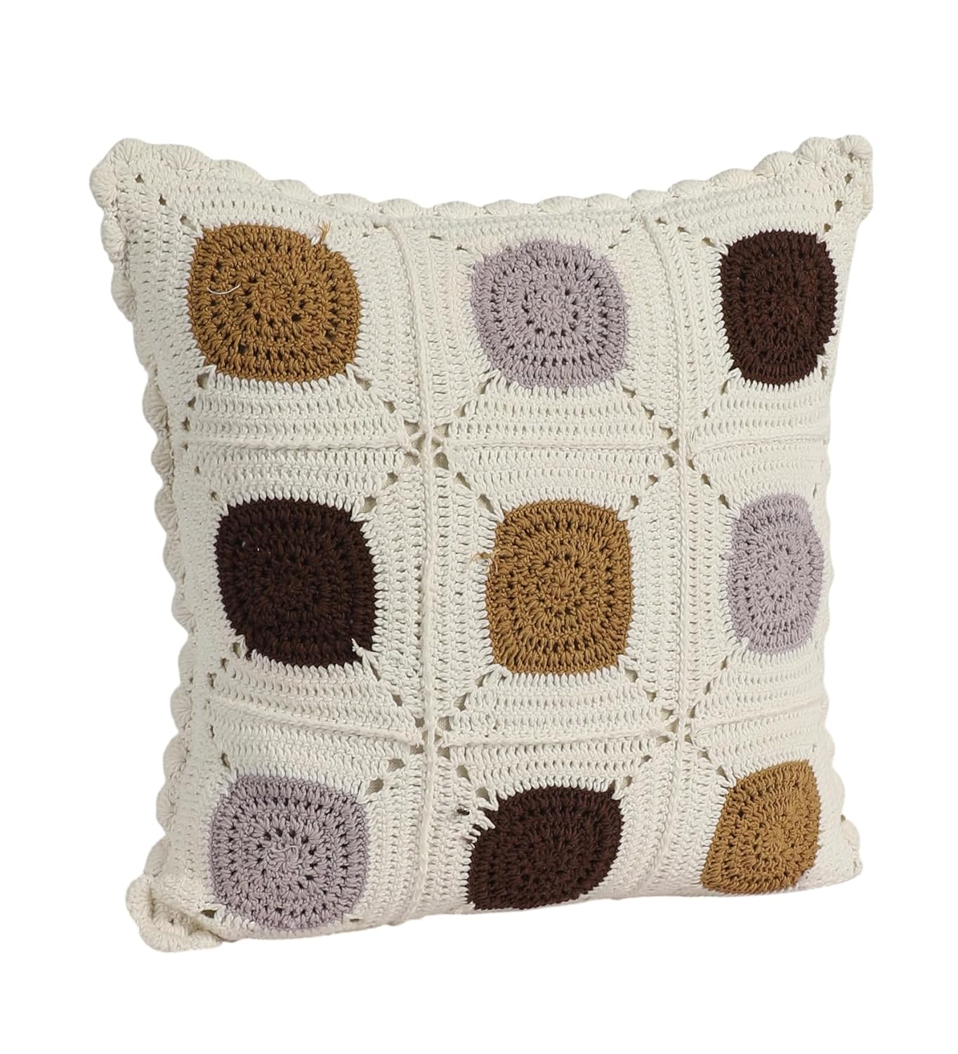 Hand-Crocheted Dahlia Cushion – Premium Cotton Yarn – 16x16 in
