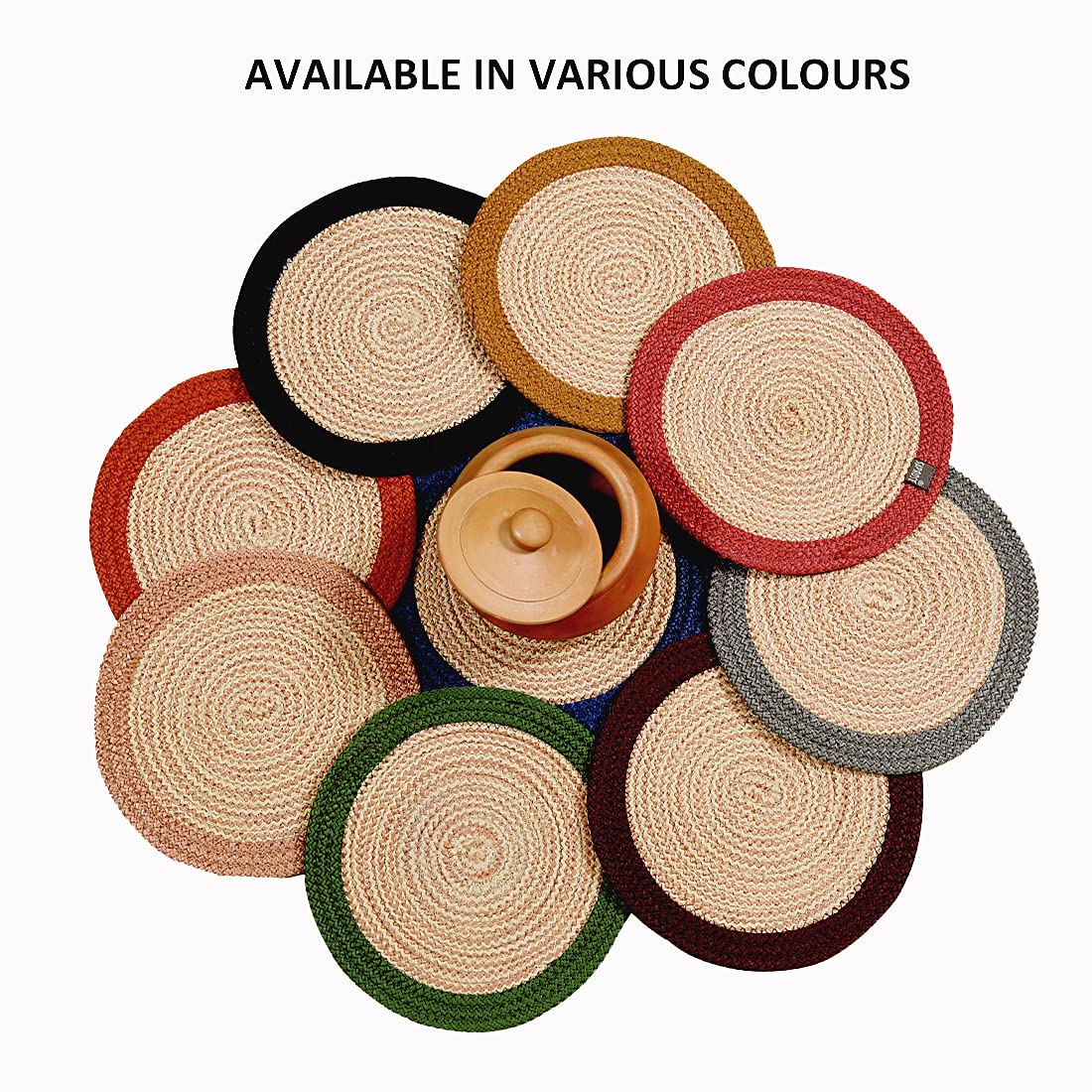Round Braided PP Trivet Set (3 PCS, 9" Dia) | Machine Washable Pot Mat for Dining Table & Kitchen Decor