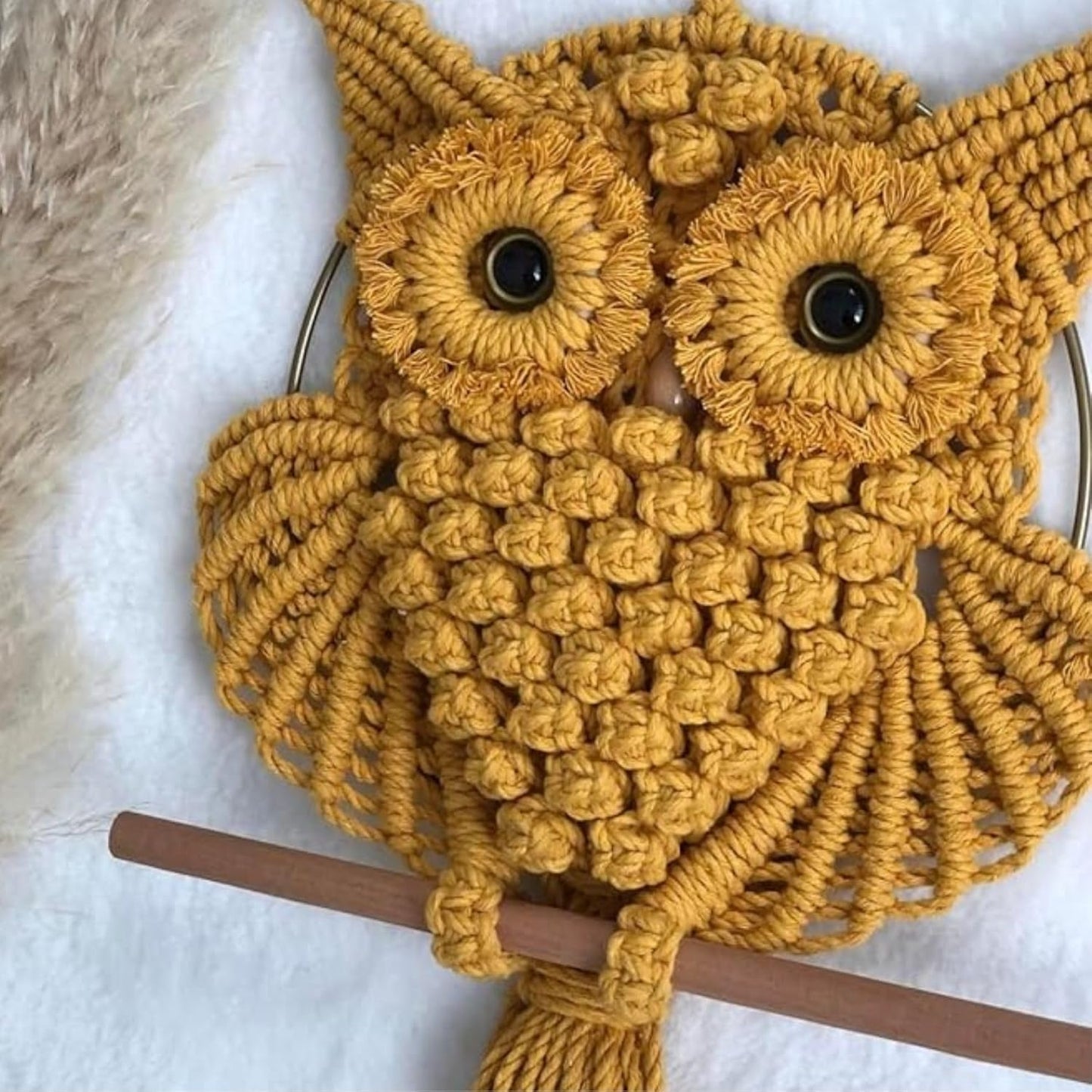 Macramé Owl Wall Decor – Natural Handwoven Cotton