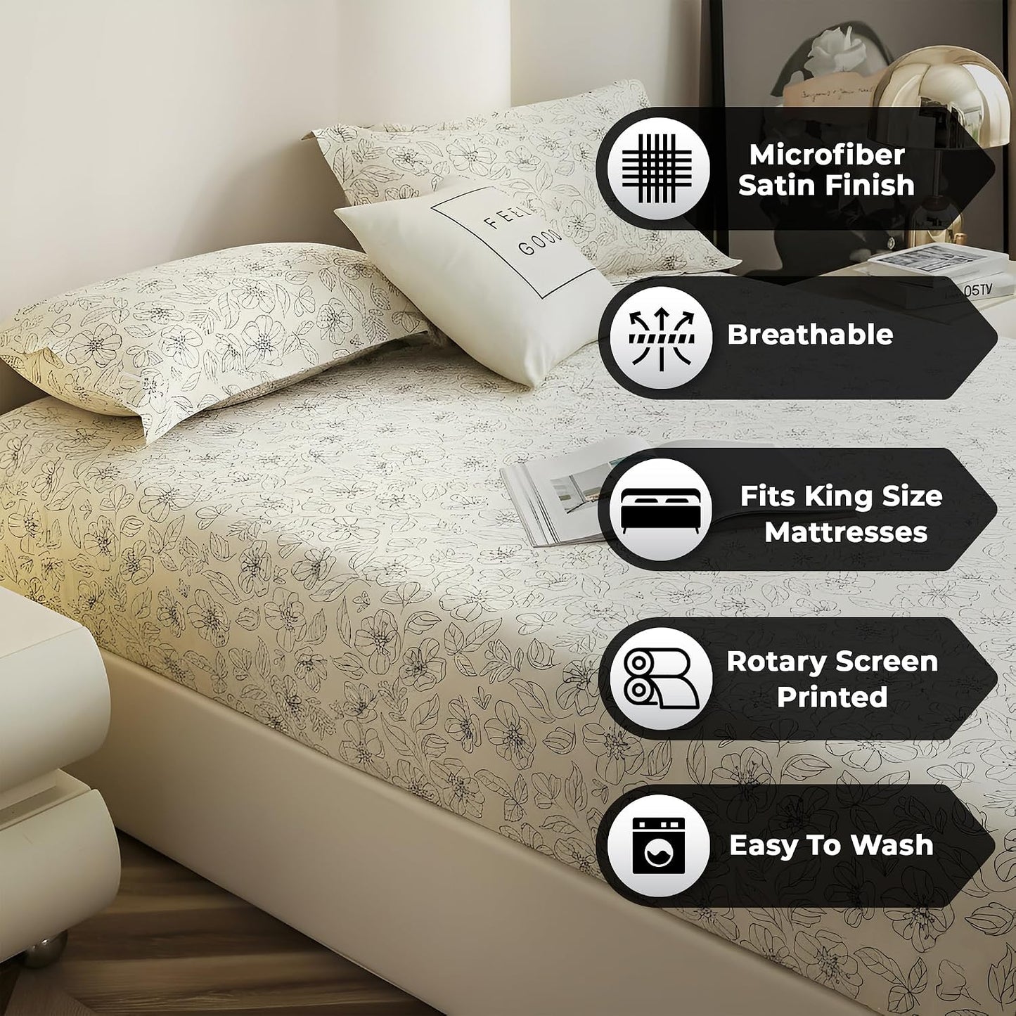 Bedsheet | Cloud Cotton Full Fitted | King, 72x78 Inch, 3-Piece, 2 Colours