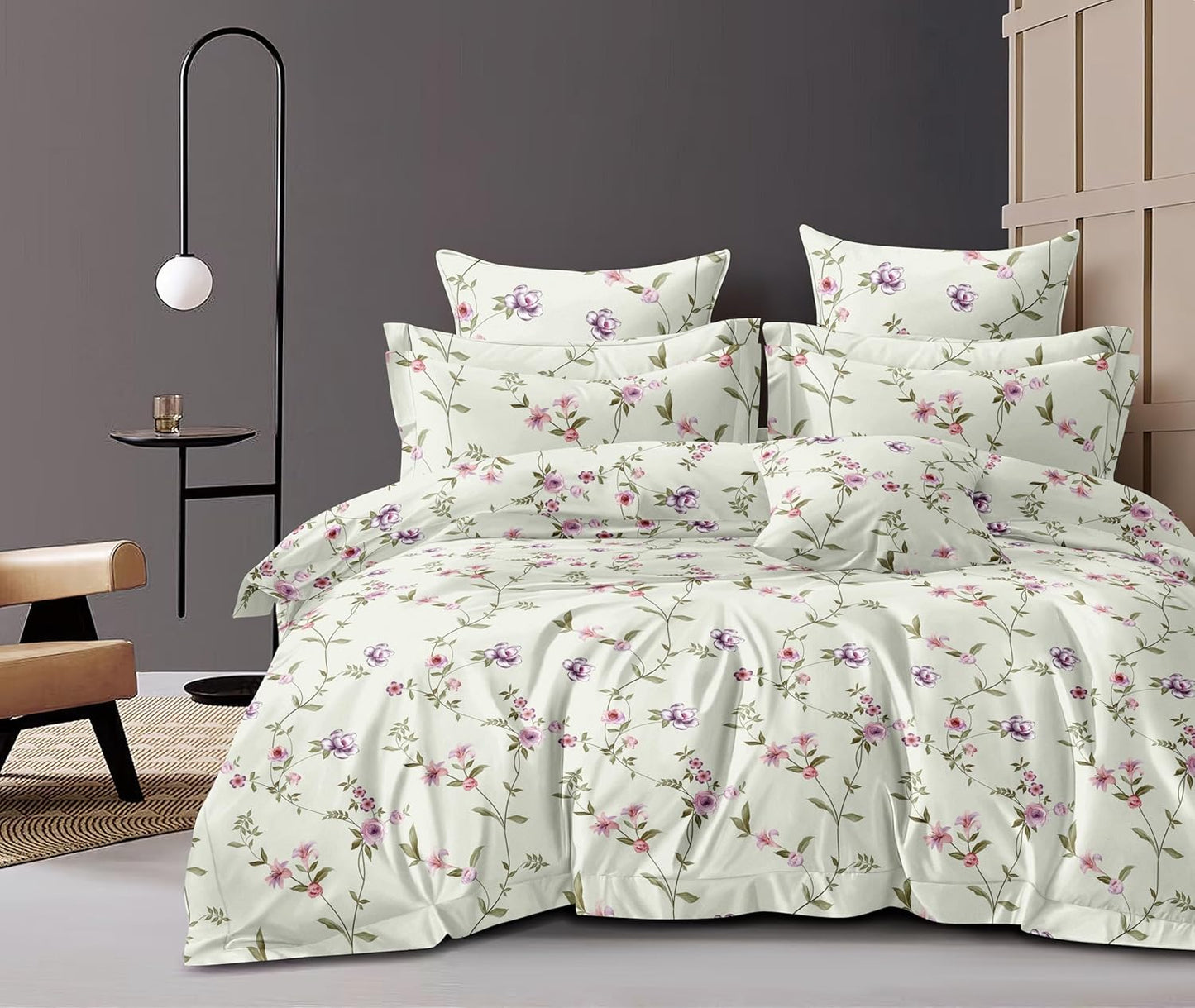 Elastic Fitted Bedsheet Set - Glace Cotton Printed - King Size, 3-Piece (72"x78")