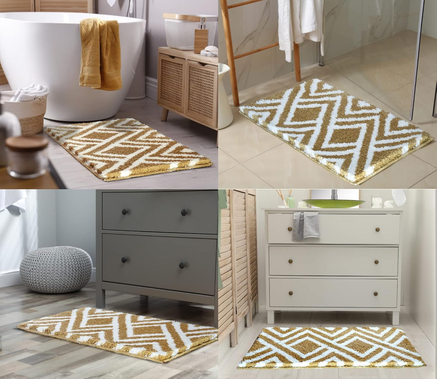 Egyptian Super Soft Microfibre Round Bath Mat 2000 GSM (40x60 cm) Pack of 1 | Absorbent Anti-Skid Floor Mat