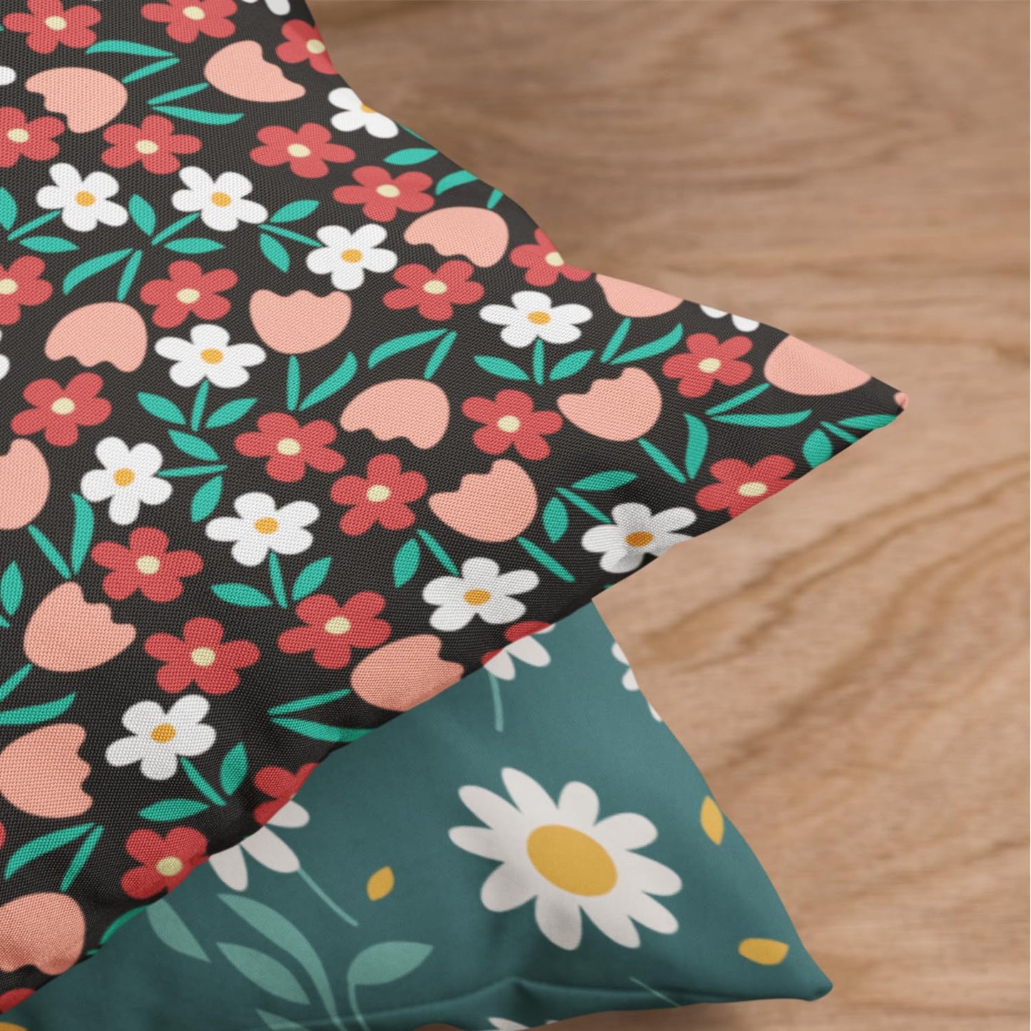 Floral Decorative Modern Digital Print Velvet Cushion Covers 18x18 inch (Pack of 2) | Sofa Bed Throw Pillow Covers