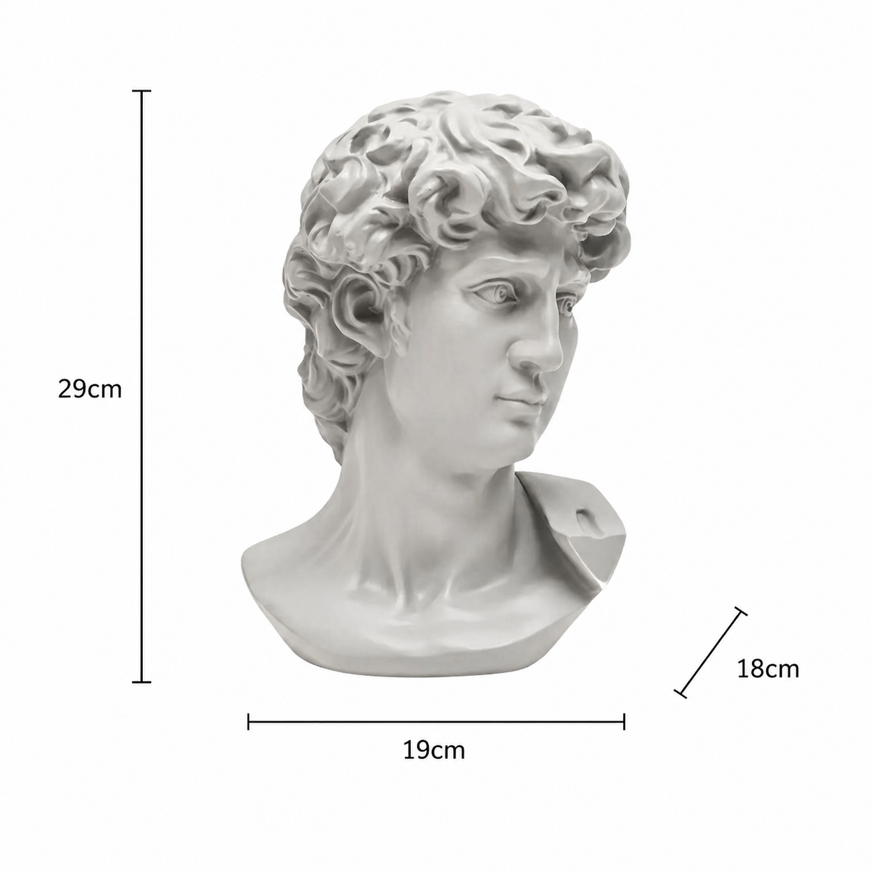 Grey Classical Greco-Roman Bust Sculpture in Matte Finish