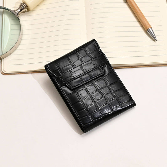Luxury Wallet Black Croc-Texture Slim Wallet for Men