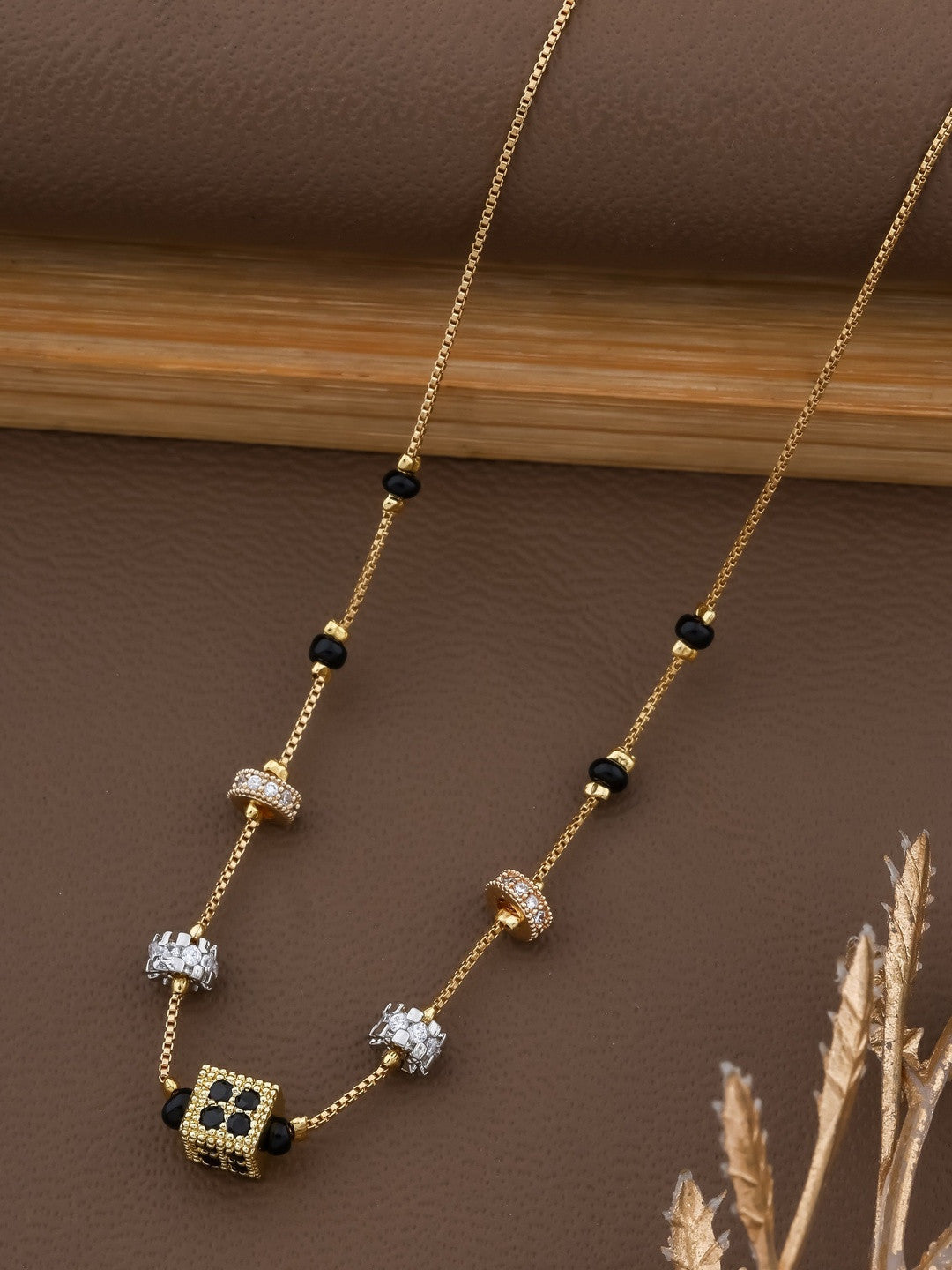 Gold-Plated Cubic Zirconia Necklace – Beaded Fashion Jewellery – Brass CZ – Retail Unit