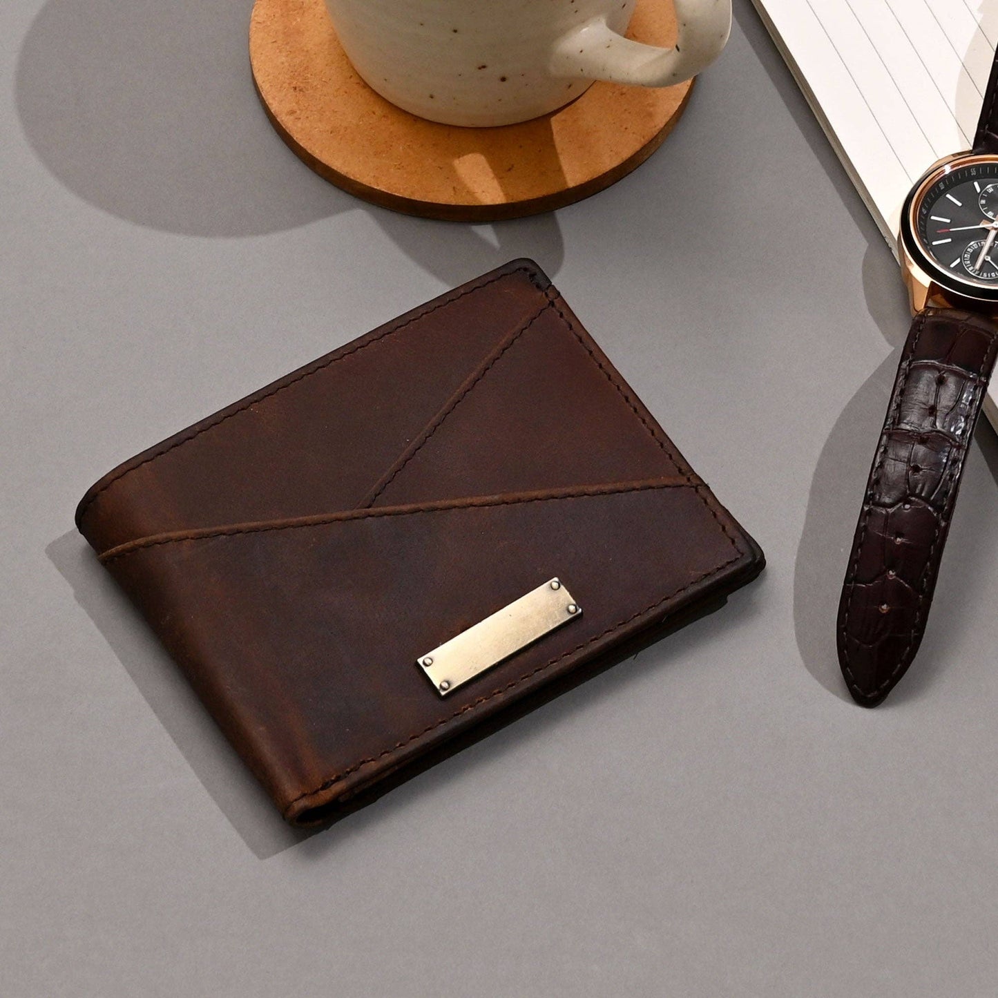 Premium Wallet Waxy Brown Slim Men’s Bifold Wallet