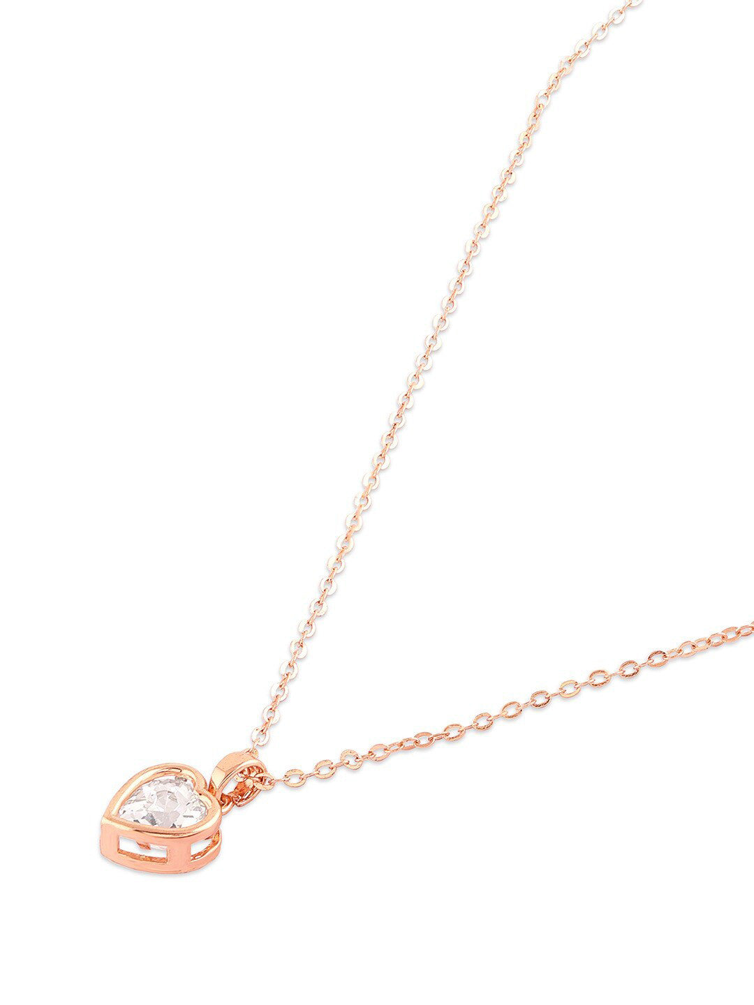 Rose Gold-Plated CZ-Studded Pendant – Necklace – Contemporary Style – 22cm Chain