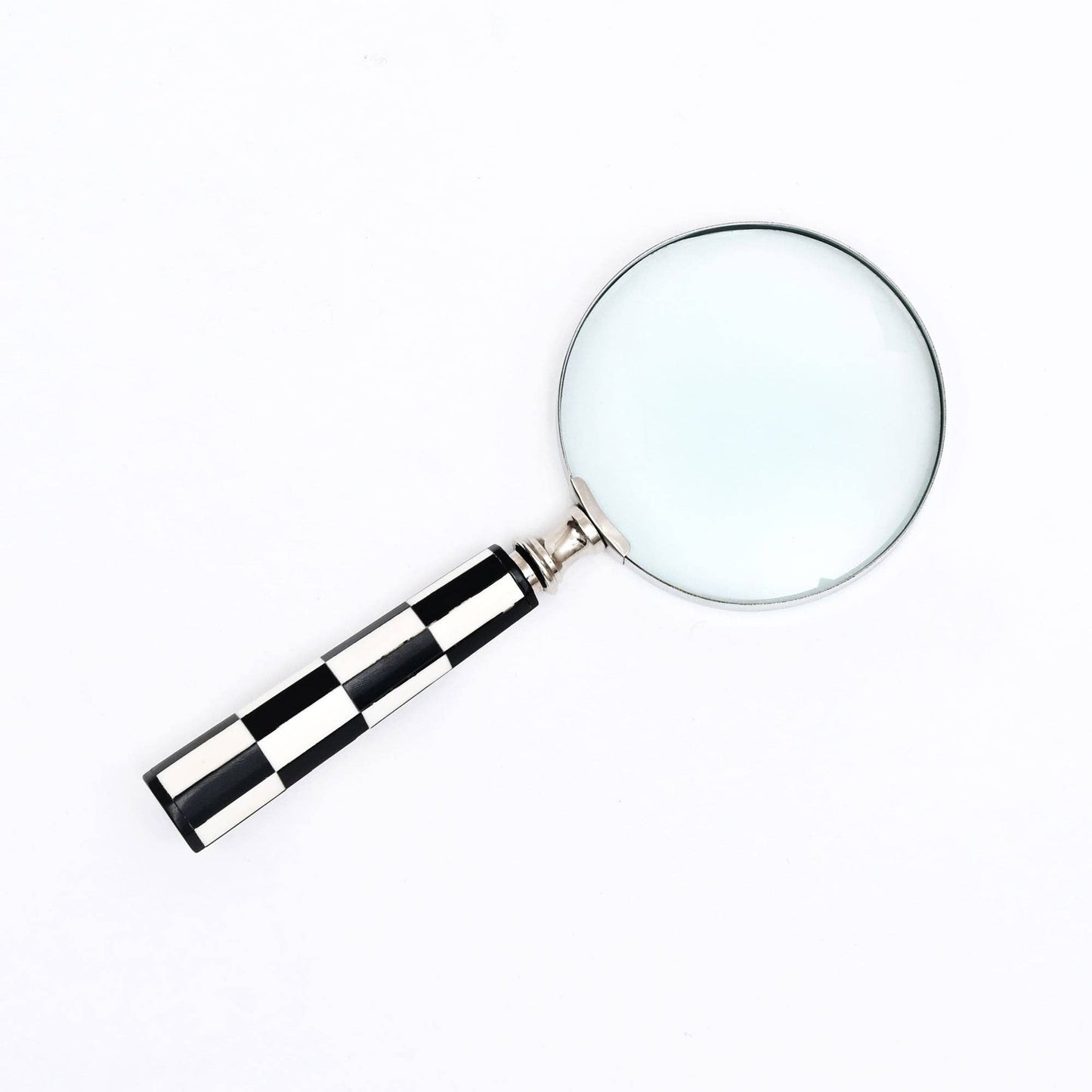 Classic Checkered Handle Magnifying Glass – Steel & Resin