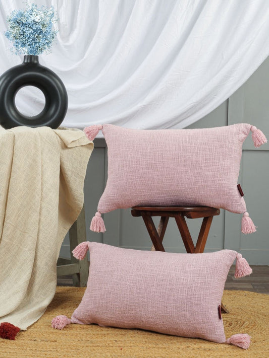 Textured Decorative Pillow Covers – Pure Cotton Fabric – 12x20 Inch Set