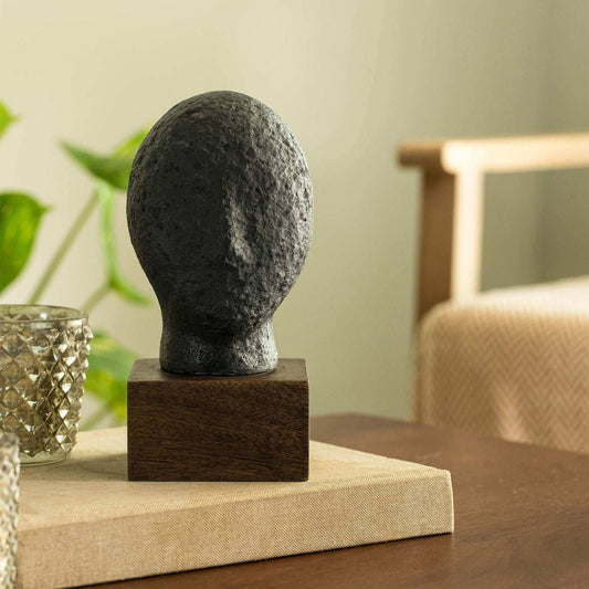 Calm Face Ecomix Sculpture Black Handcrafted