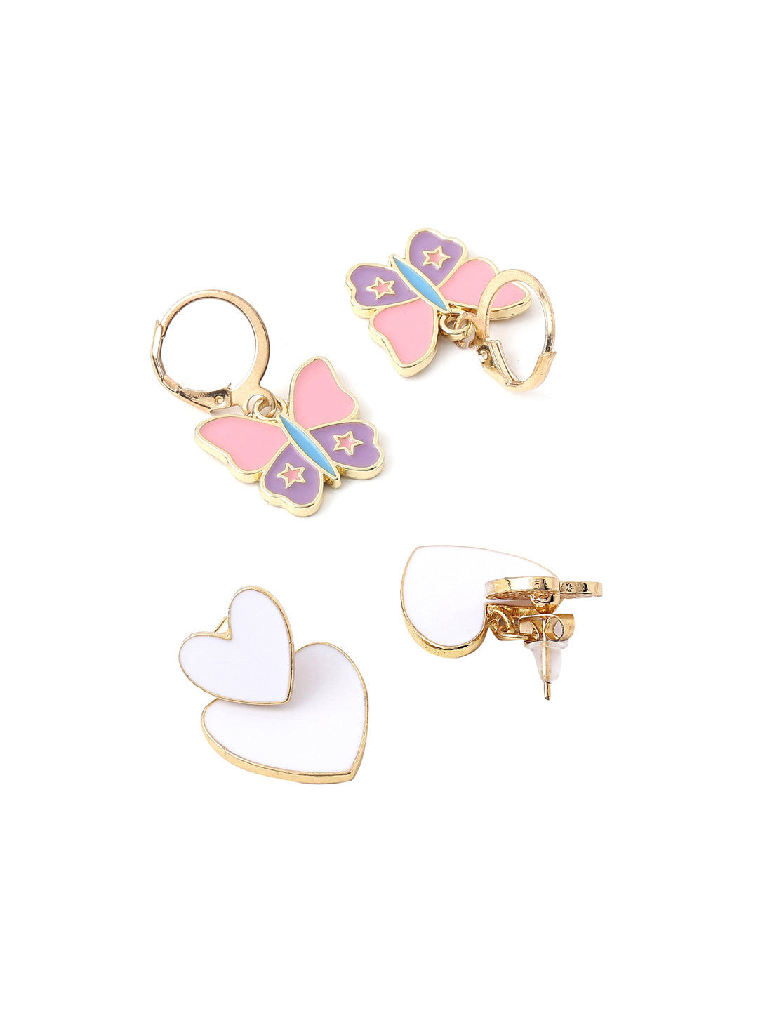Contemporary Stud Earrings – Gold Plated Hoop Design – Set of 2