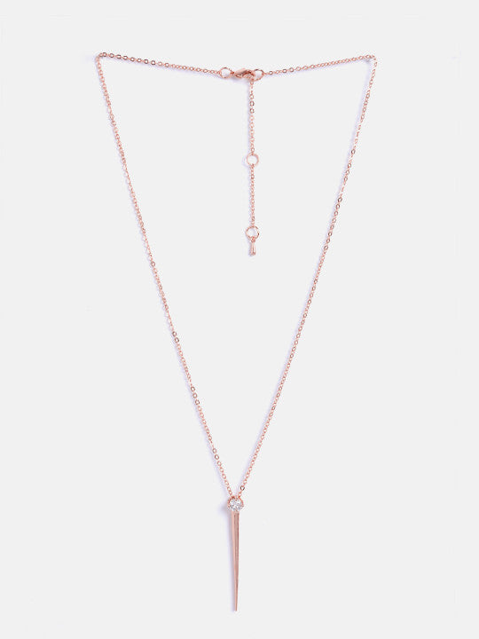 Handcrafted Jewellery Piece – Pendant Necklace – Rose Gold-Plated Brass, Crystal Accents – Individual Unit