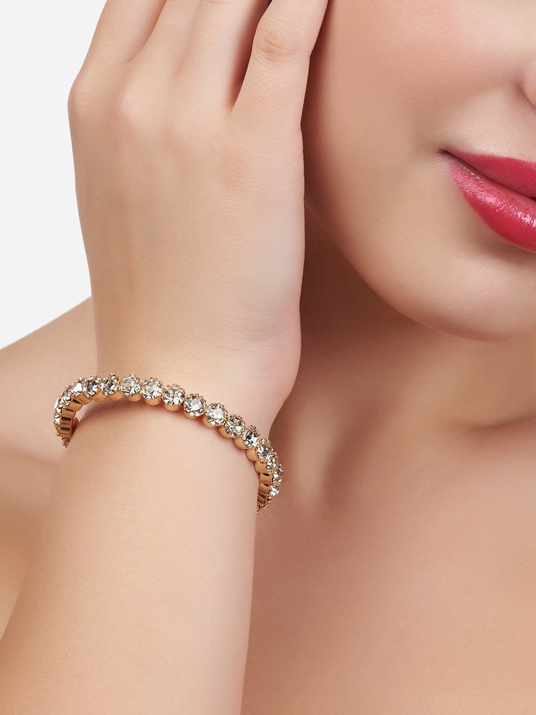 Gold-Plated Kada Bracelet – Women's Jewellery – Slip-On Design – 18.94cm Length