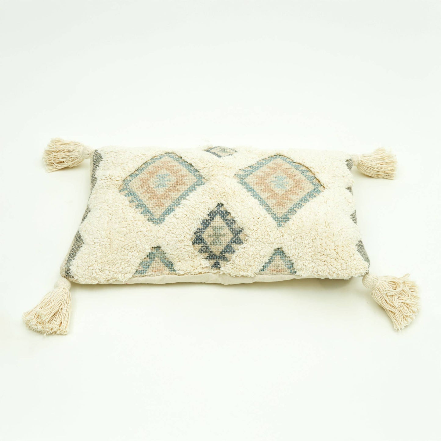 Sandstone Peaks Tufted Cushion with Tassels – Beige | 50×30 cm