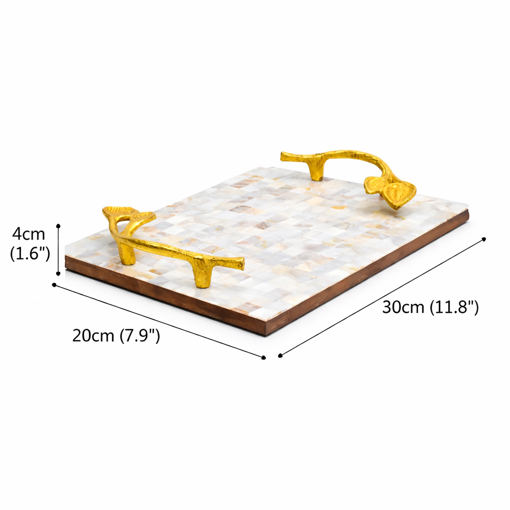 Mother of Pearl Resin Decorative Tray - Luxury Serving Tray