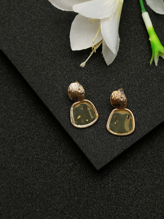 Contemporary Studs – Earrings – Gold-Plated & Artificial Stones – 3 cm