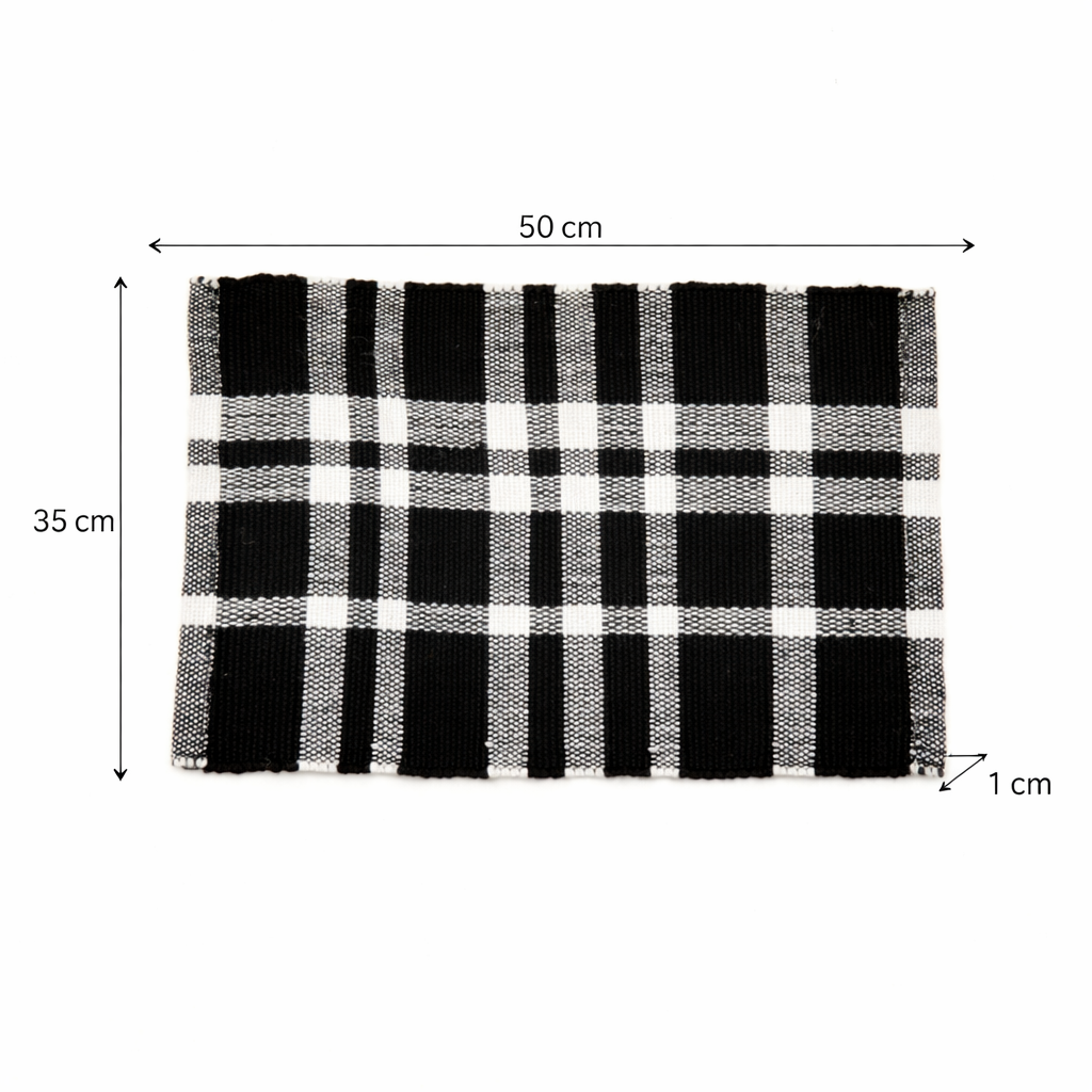 Charcoal Checker Stripe Dining Placemat – Durable Polyester