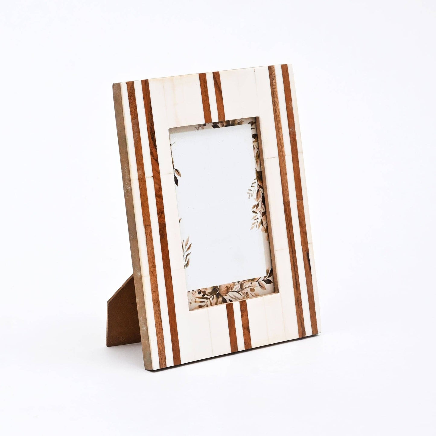 Modern Striped Resin Photo Frame - Elegant Multi-Tone Décor