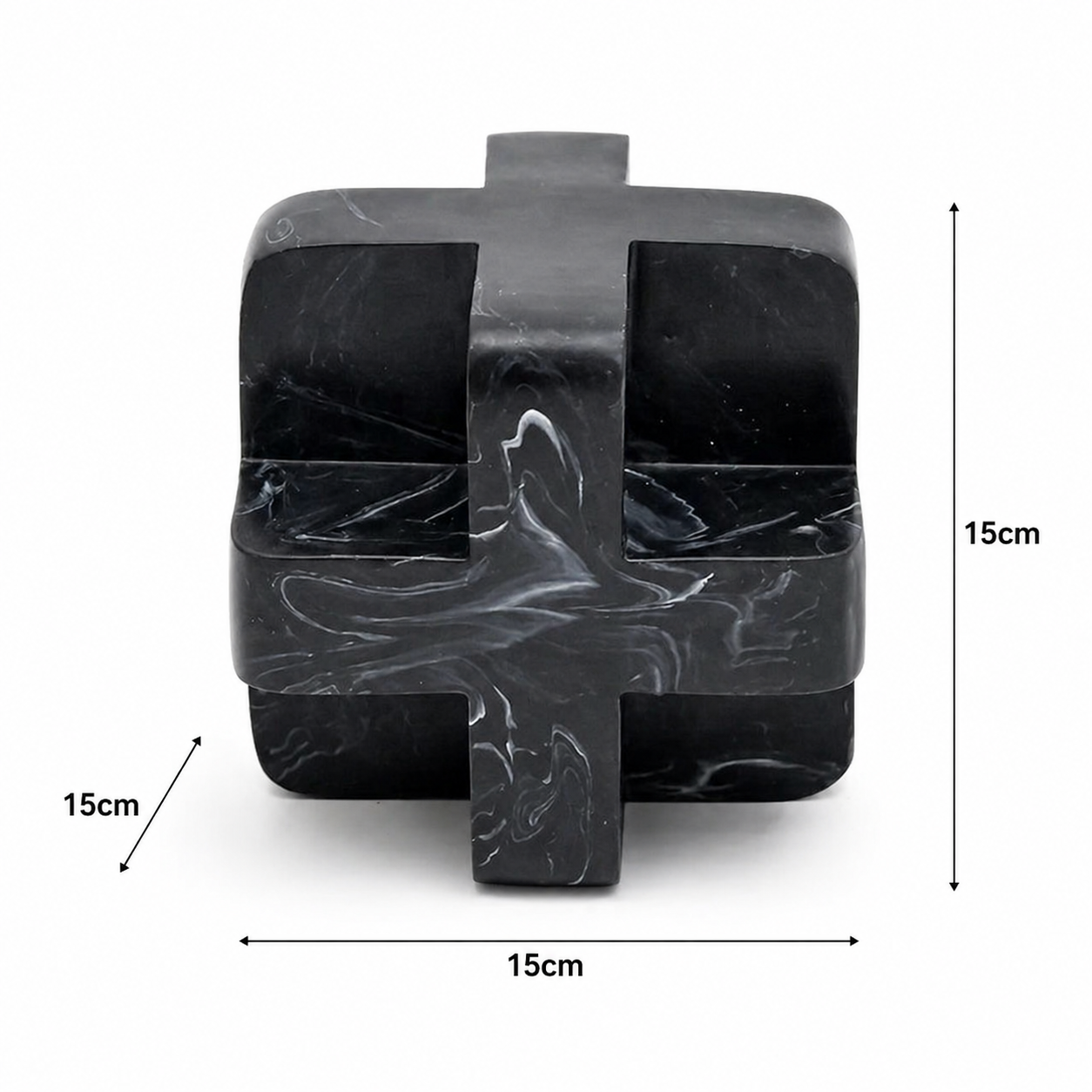 Abstract Cubist Décor Object in Black Matte Polyresin