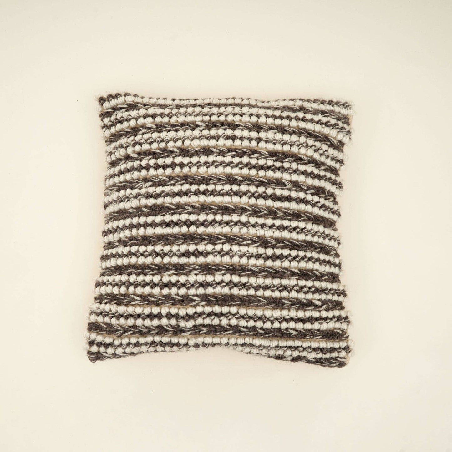Ivory & Grey Handwoven Textured Cushion - 45x45 cm