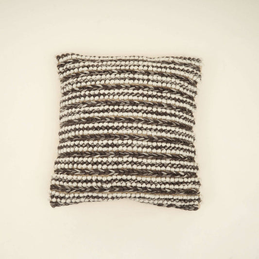 Ivory & Grey Handwoven Textured Cushion - 45x45 cm
