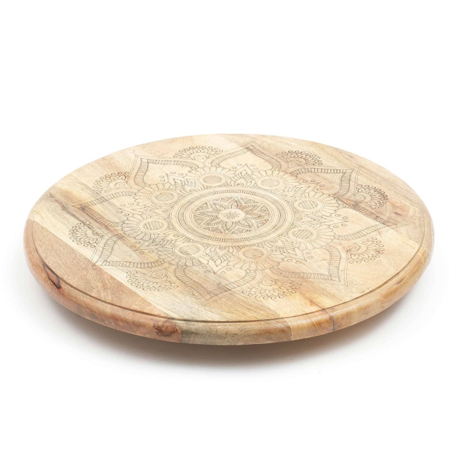 Golden Mandala Wooden Rotating Lazy Susan Serving Tray