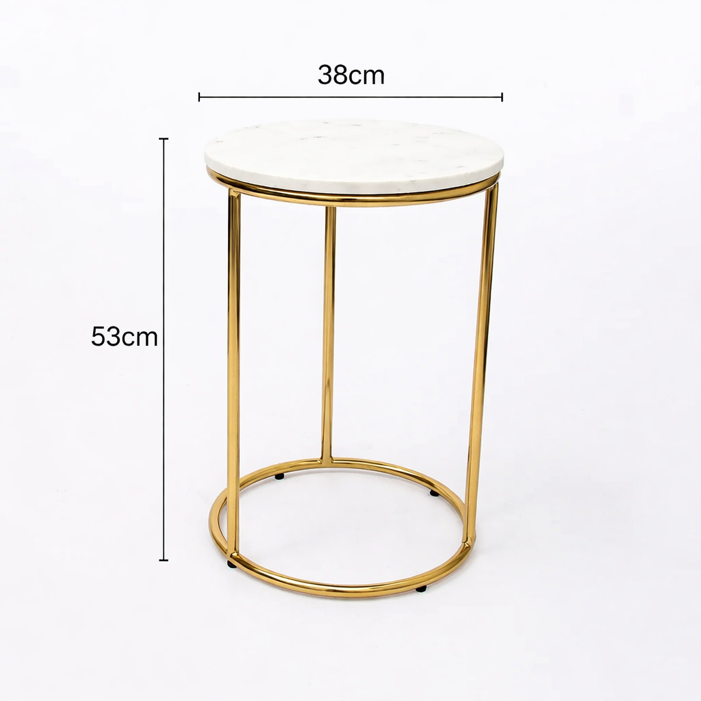 Round Marble Nesting Tables – Modern Gold Accent Set
