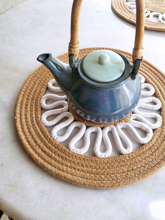 2pc Set - Patterned Cotton Placemats – Table Linens – Geometric Design