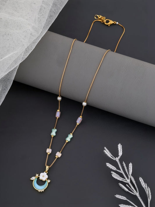 Gold-Plated Brass Necklace – Crystal Accent – Boutique Jewelry