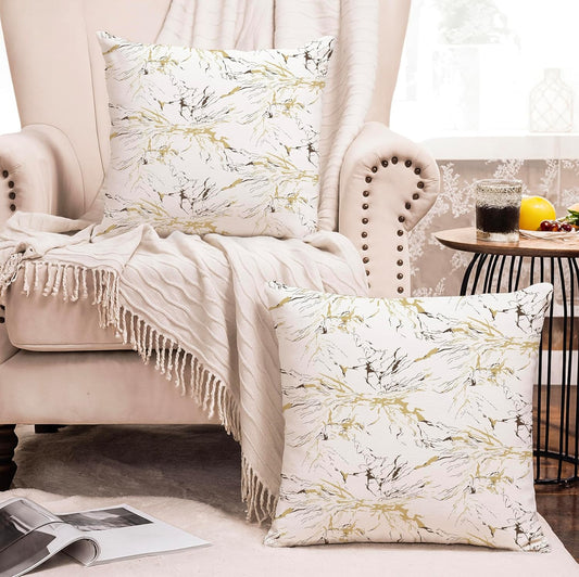 Minimalist Marble Modern Print Soft Decorative Cushion Covers 16x16 Inch Set of 2 | Sofa Bed Chair Home Decor Living Room Gifts