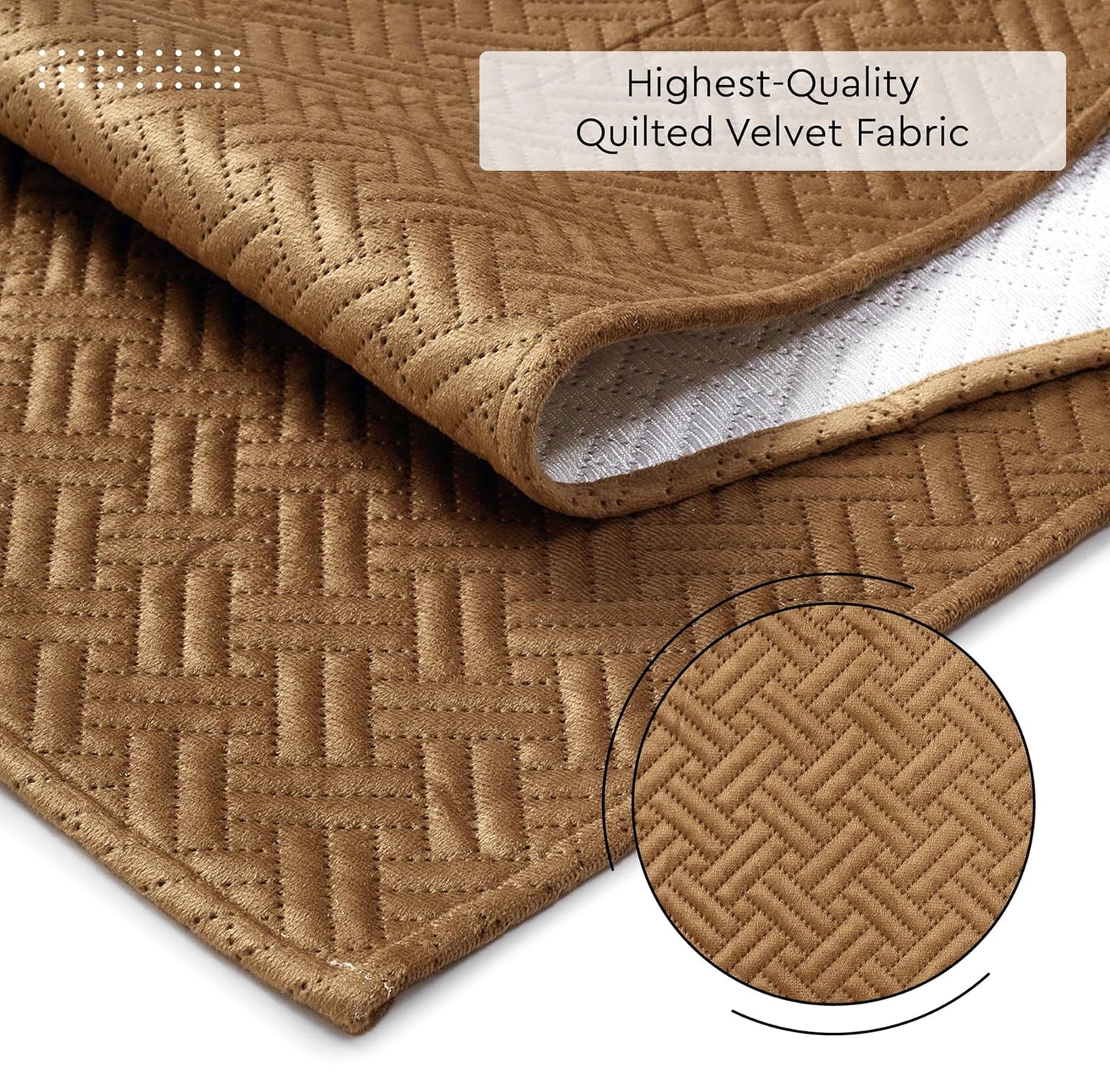 Brown Quilted Velvet Machine Washable Dining Table Runner 32x150 cm (4-6 Seater) | Table Decor, Home Decor