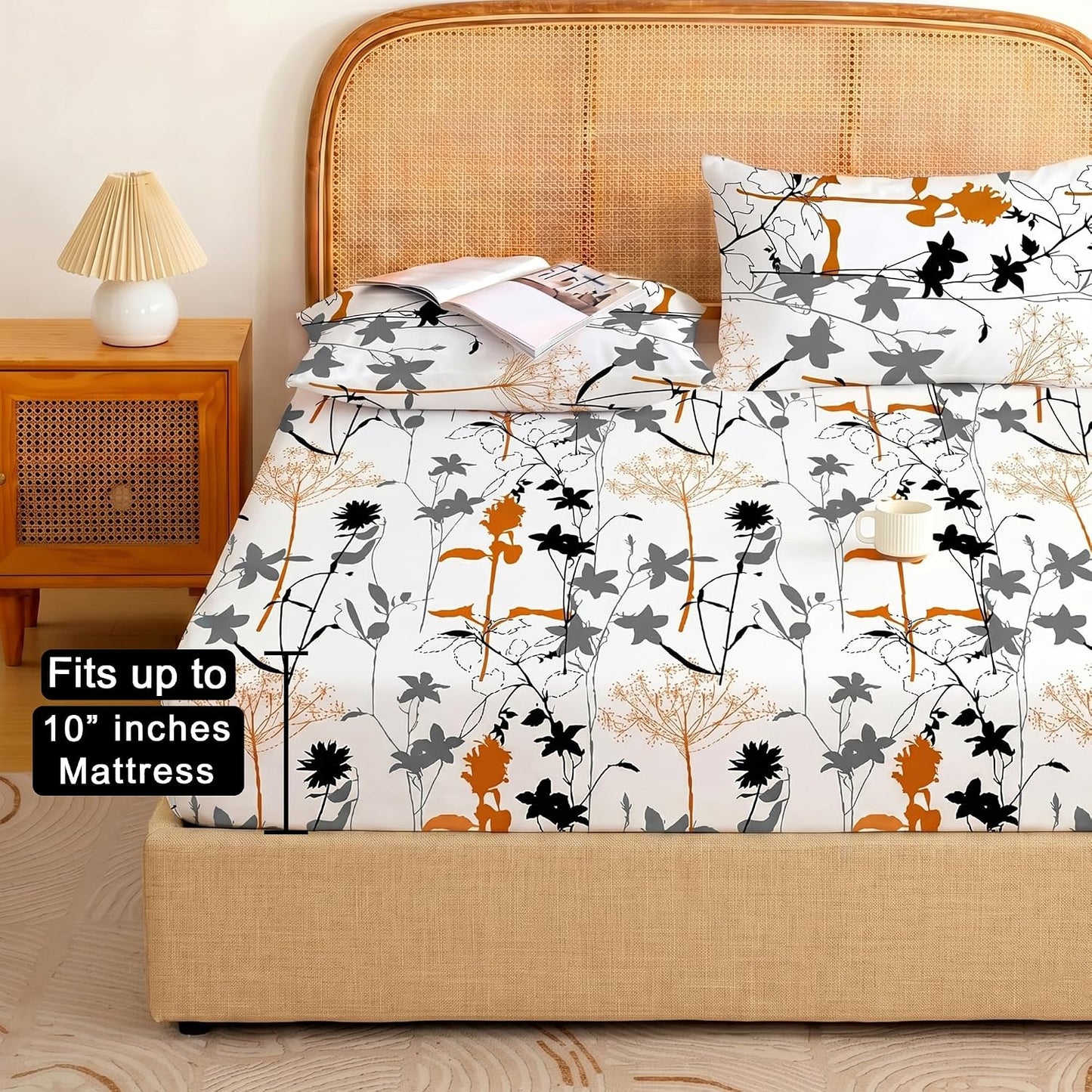 Bedsheet | Air Cotton Fitted Durable | King Size, 182 x 198 cm, White, Set of 3