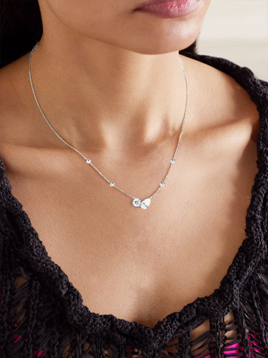 Crystal Embellished Necklace – Fashion Accessory – Silver-Plated Brass – Single Unit