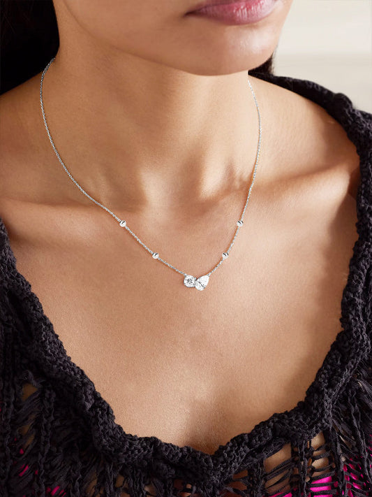 Crystal Embellished Necklace – Fashion Accessory – Silver-Plated Brass – Single Unit