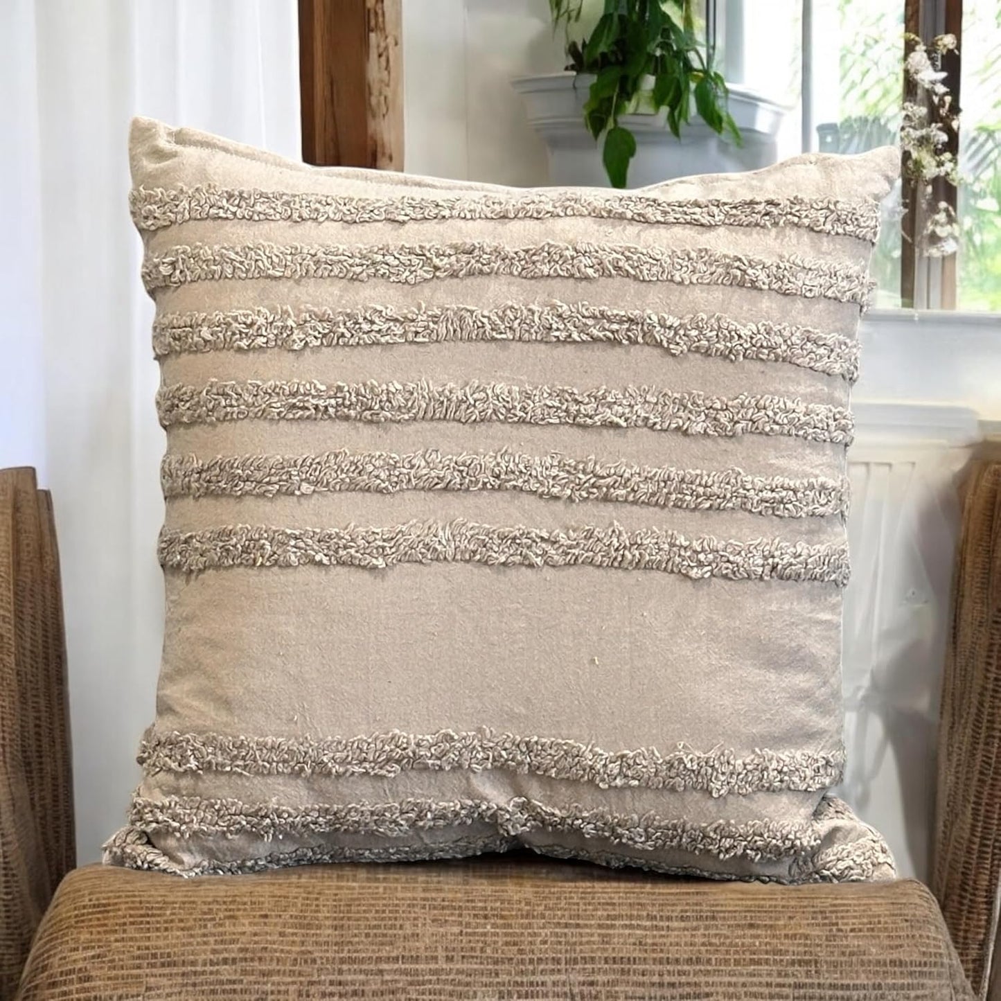 Bohemian Tufted Sunflower Decorative Cushion Covers 16x16 Inch, Pack of 2 | Sofa Pillowcases, Bed Throw Pillows, Living Room Decor