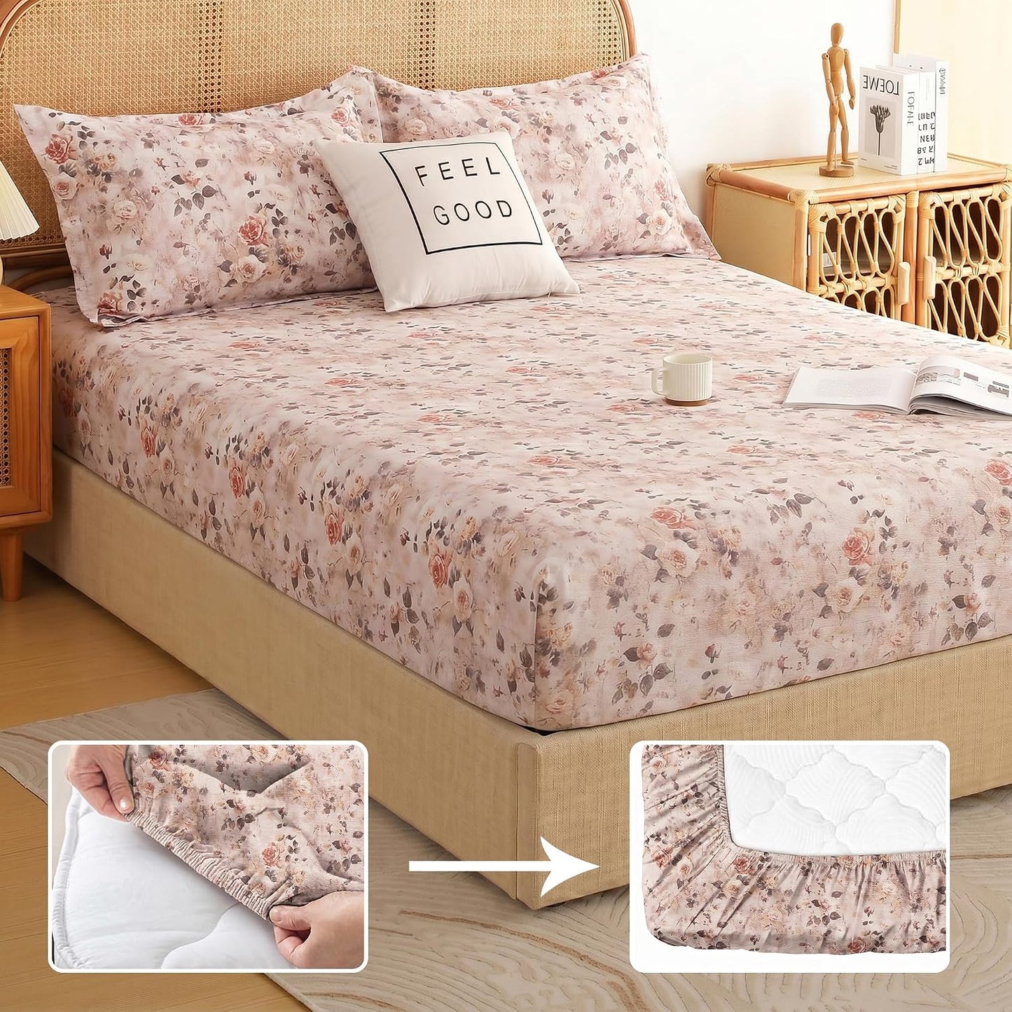 Bedsheet | Air Cotton Fade & Shrink | King Fitted, 3-Piece Pack