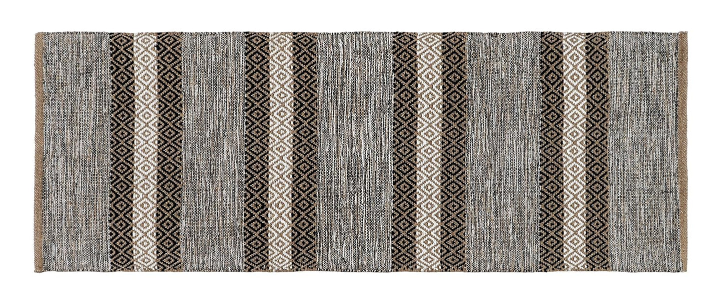 Modern Hand Woven Natural Cotton Diamond Pattern Rug 2x5 ft | Eco-Friendly Washable Bedroom Living Room Runner