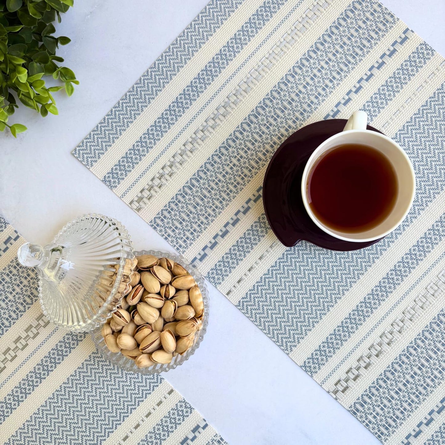 Premium Designer Sapphire Weave Vinyl Dining Table Placemats Set of 4 | Anti-Skid, Washable PVC Mats