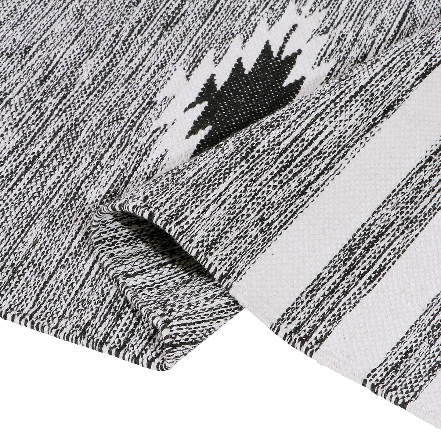 Modern Hand Woven 100% Cotton Designer Rug, Carpet, Bedside Runner 2x5 ft | Eco-Friendly Washable Floor Runner for Bedroom, Living Room