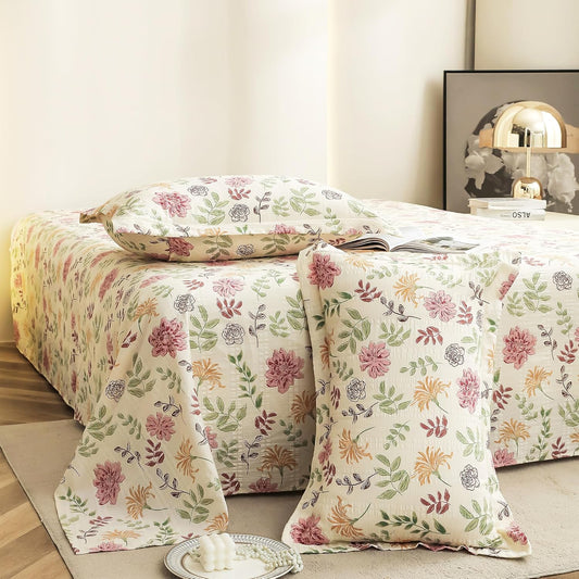 King Size Bedding Set - Cloud Cotton 300 TC - Floral Pattern 3-Piece