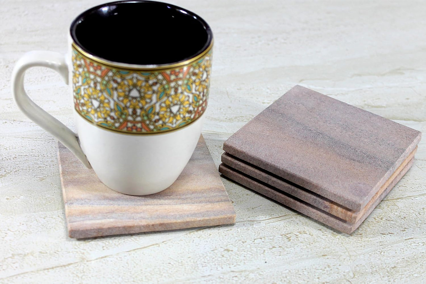 Coasters Set of Natural Stone - Natural Water Absorbent, Unique Table Coaster Set (Set of 4)