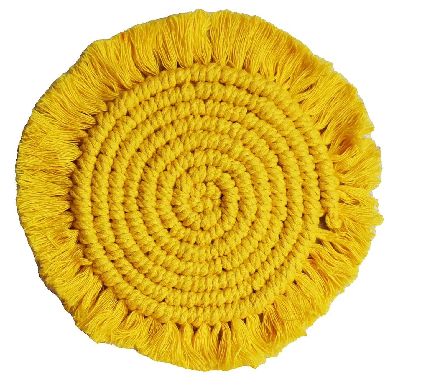Handwoven Cotton Drink Coasters – 2pc – 6" Diameter