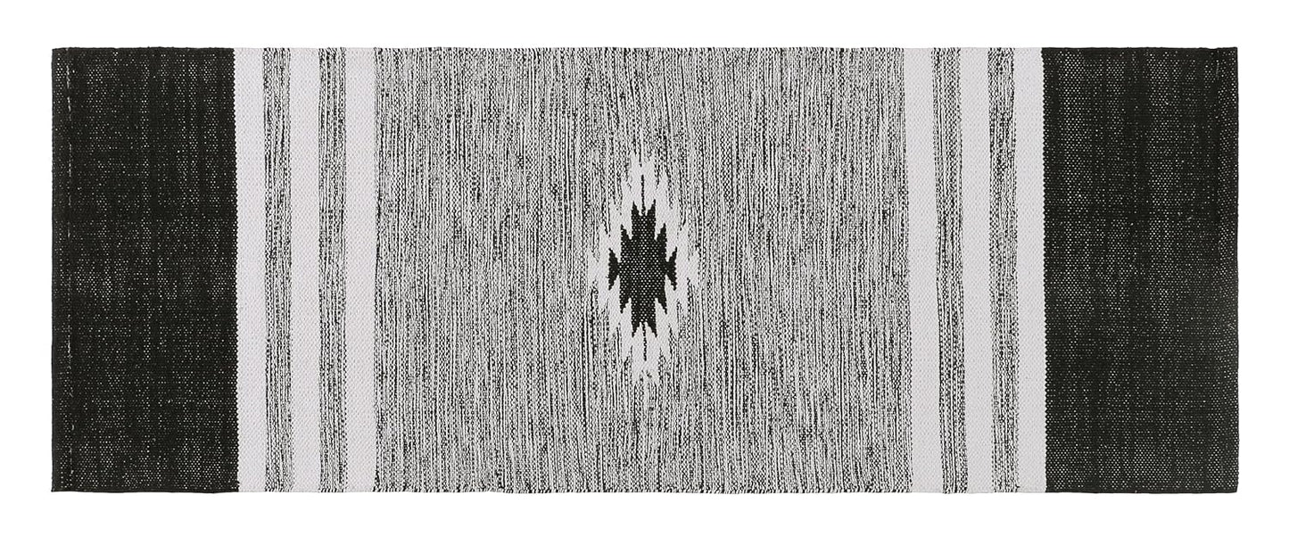 Modern Hand Woven 100% Cotton Designer Rug, Carpet, Bedside Runner 2x5 ft | Eco-Friendly Washable Floor Runner for Bedroom, Living Room