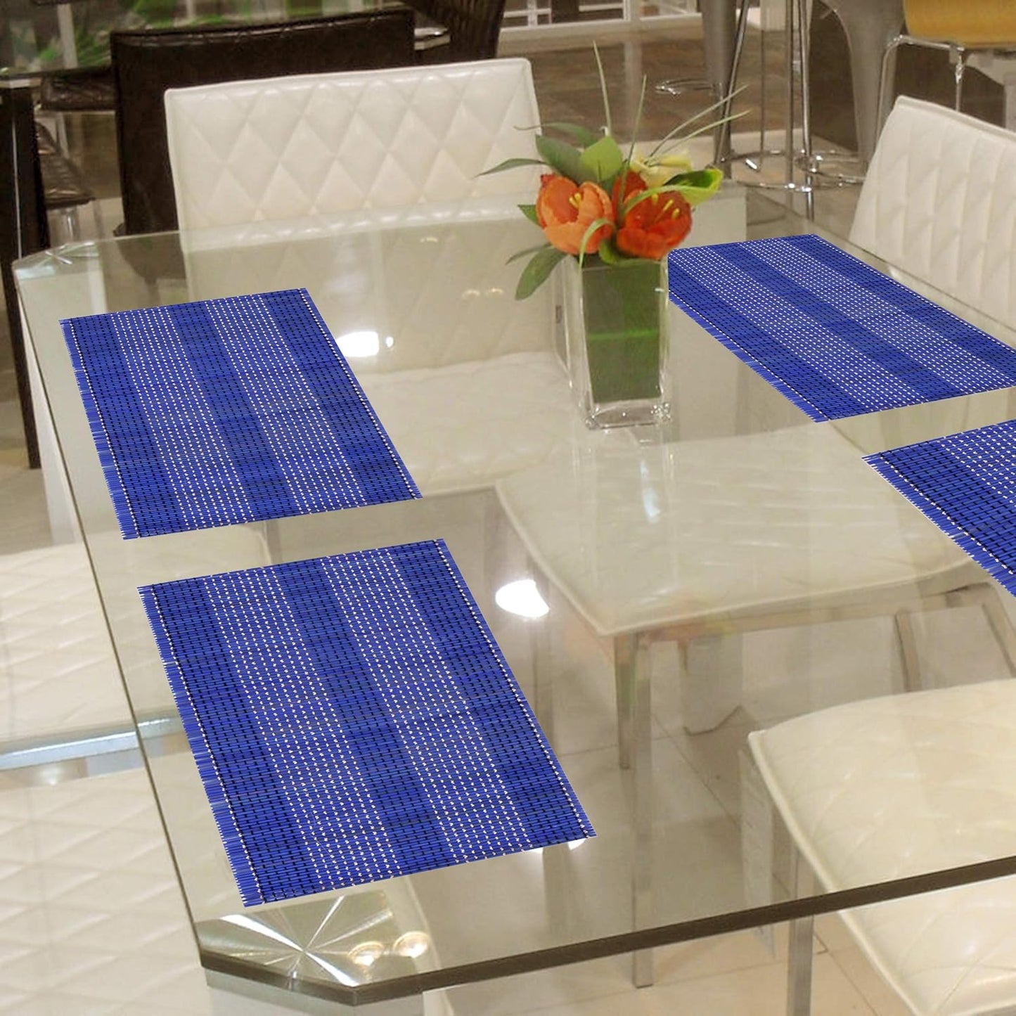 Reversible Bamboo Placemats Set of 6, 45x30 cm | Heat Resistant Table Mats for Dining & Kitchen Decor