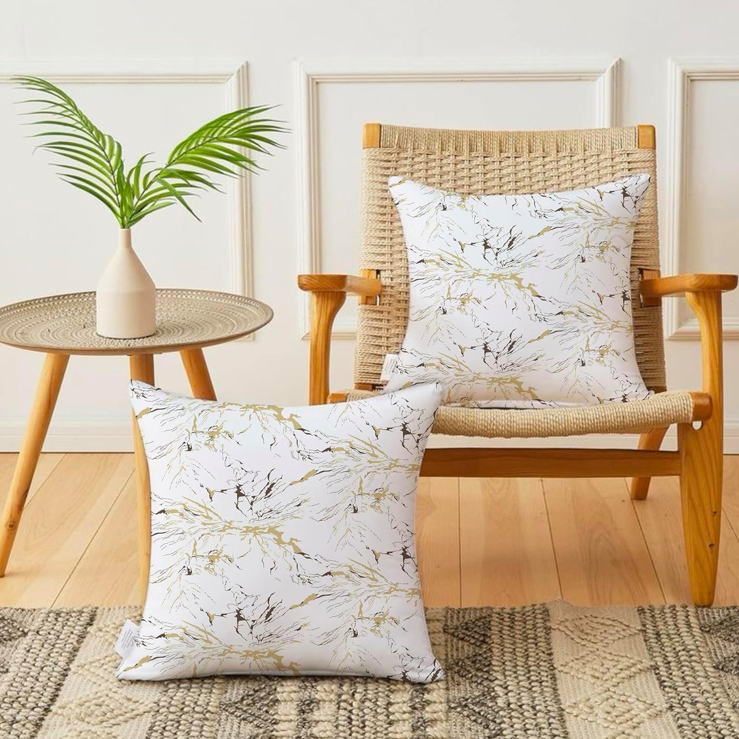 Minimalist Marble Modern Print Soft Decorative Cushion Covers 16x16 Inch Set of 2 | Sofa Bed Chair Home Decor Living Room Gifts