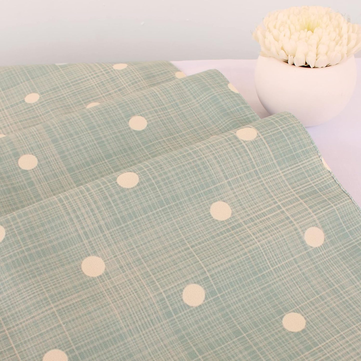 Modern Polka Dot Printed Poly Cotton Table & Bed Runner (13x72 In) | Washable Home Decor Dining Bedroom Accent