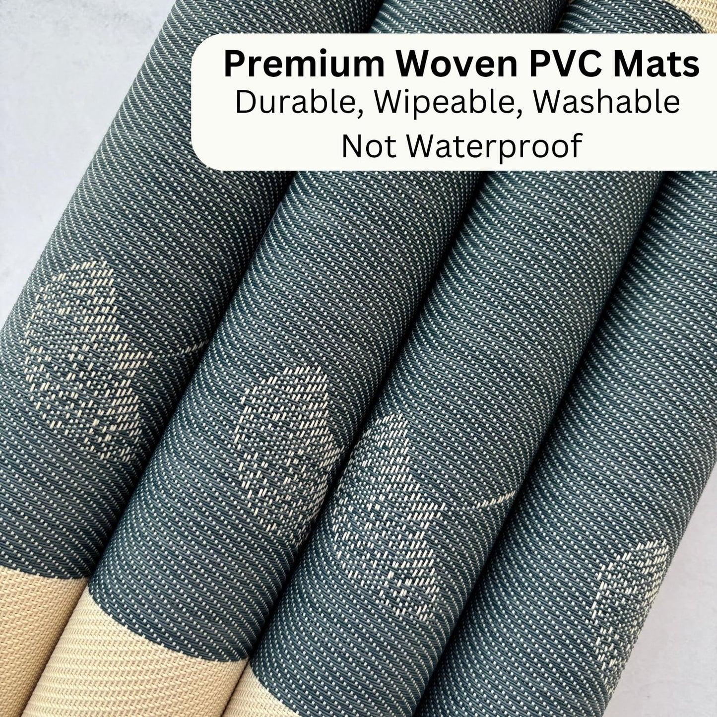 Midnight Bloom Designer Anti-Skid Wipeable PVC Dining Table Placemats Set of 4 | Washable Heat Resistant Kitchen Home Decor